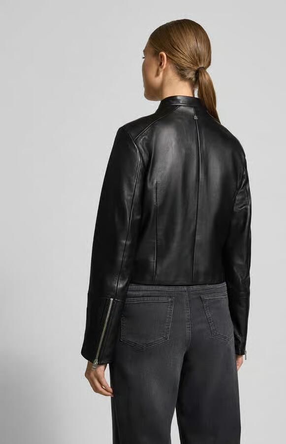 HUGO Regular fit leren jack met verkorte pasvorm model 'LASARI' - Foto 3