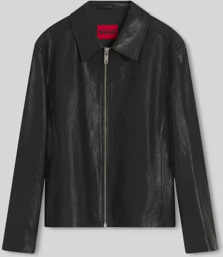 HUGO Regular fit leren jack van echt lamsleer model 'Liro'