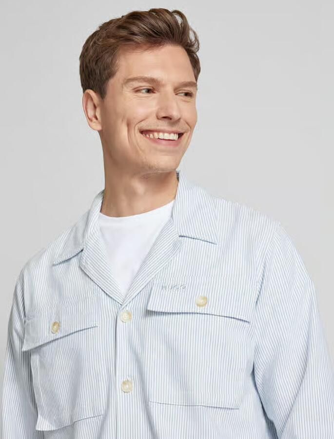HUGO Regular fit overhemdjack met paspelzakken op de borst model 'Egalo'