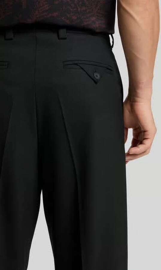 HUGO Straight leg bandplooibroek met riemlussen model 'Flips'