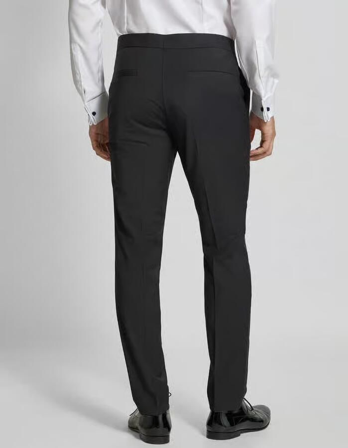 Hugo Boss Herenbroek van Stretch Wolmix met Plooien Black Heren