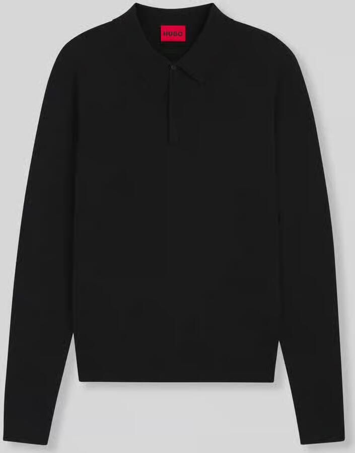 HUGO Regular fit poloshirt met fijngebreide structuur van viscosemix