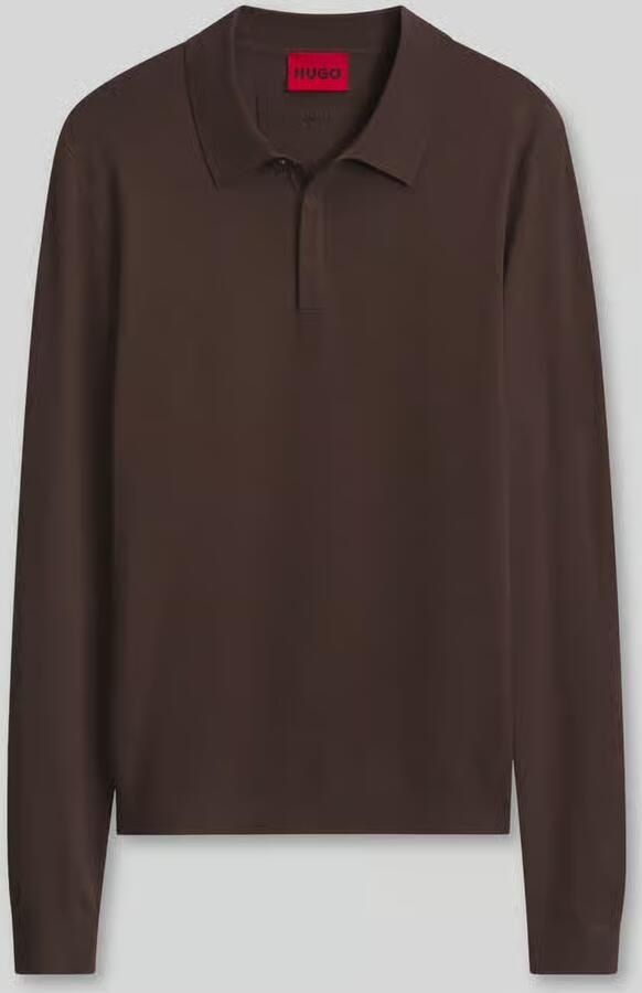 HUGO Regular fit poloshirt met fijngebreide structuur van viscosemix