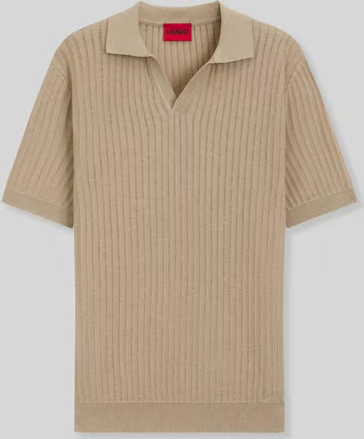 HUGO regular fit poloshirt van mix van katoen en linnen model 'SEEMANT' - Foto 2