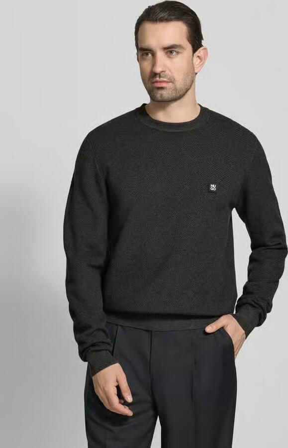 HUGO Regular fit gebreide pullover met scheerwol model 'SETAL' - Foto 6