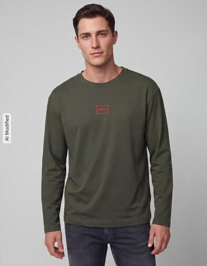 HUGO Regular fit shirt met lange mouwen van katoenmix model 'Laze Longsleeve' - Foto 2