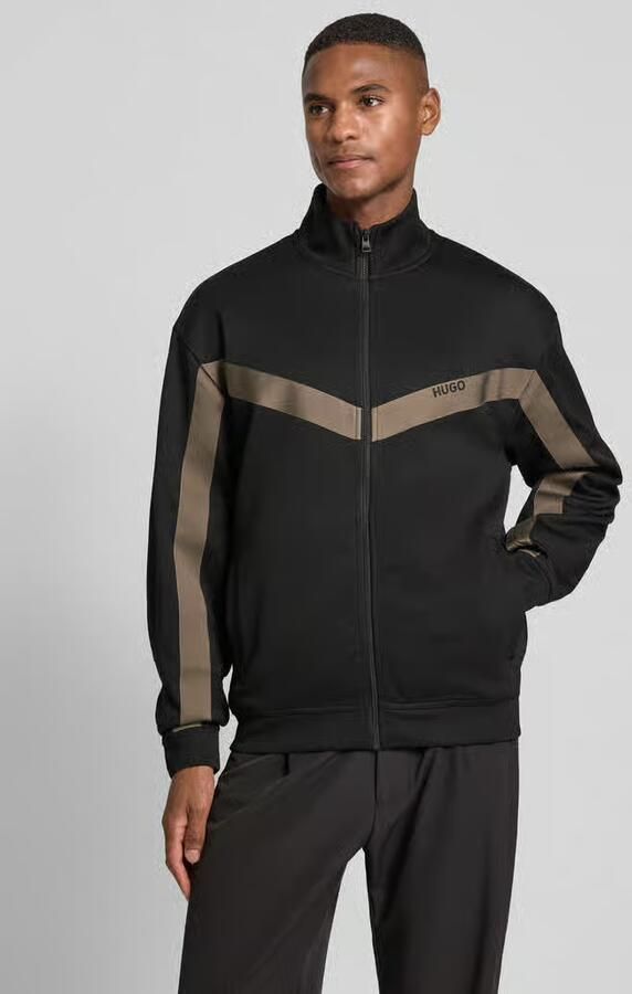 HUGO Regular fit sweatjack met band van chevron model 'DARTI' - Foto 4
