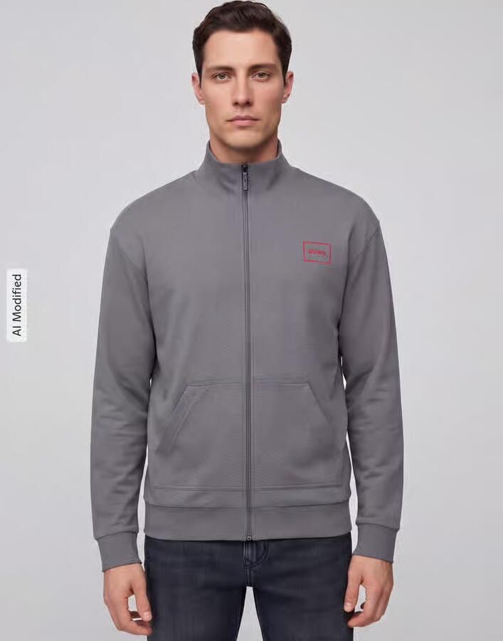HUGO Regular fit sweatjack van katoenmix model 'Laze Zip Jacket' - Foto 2