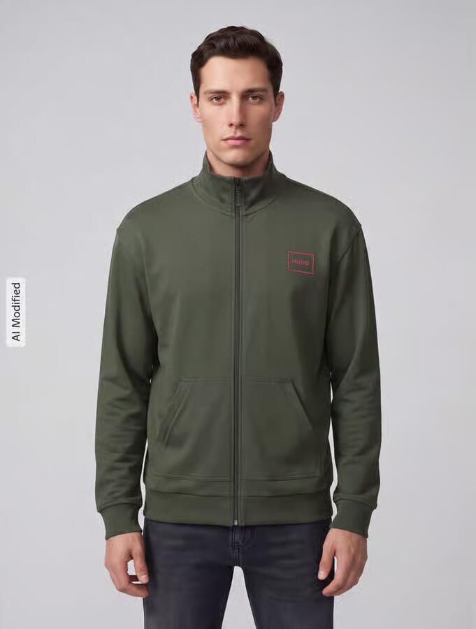 HUGO Regular fit sweatjack van katoenmix model 'Laze Zip Jacket' - Foto 3