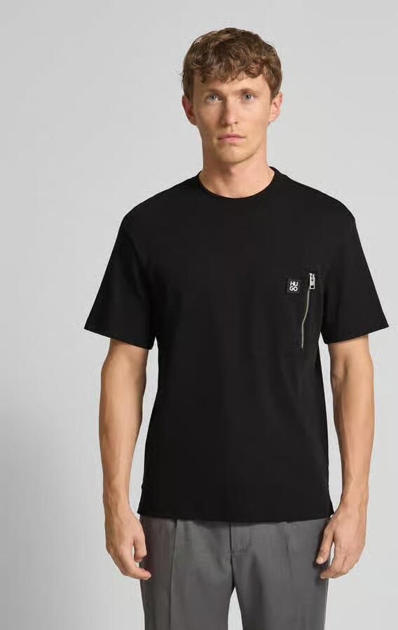 HUGO Regular fit T-shirt met borstzak model 'Dargentee' - Foto 2