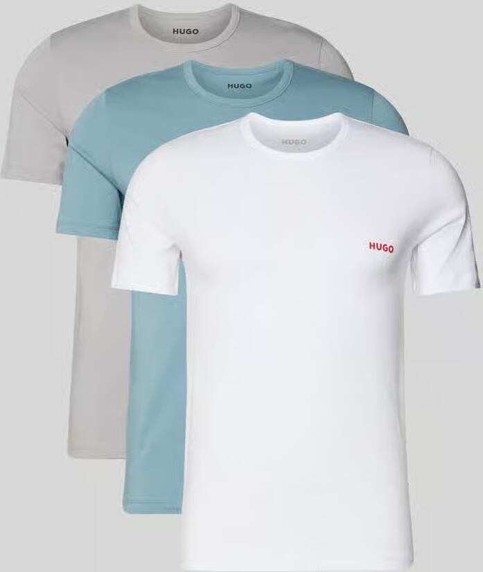 HUGO Regular fit T-shirt set van puur katoen in Set van 3 - Foto 2