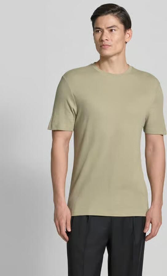 HUGO regular fit T-shirt van mix van lyocell en linnen model 'DULEROSTEE' - Foto 3