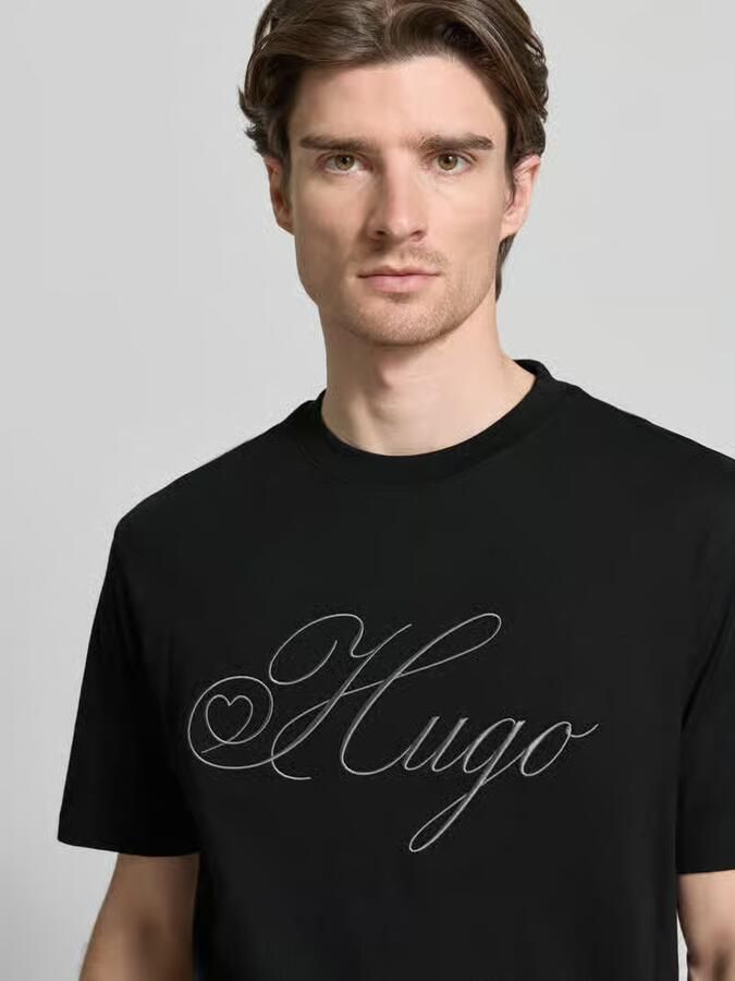 HUGO Regular fit T-shirt van puur katoen model 'DALENT' - Foto 2