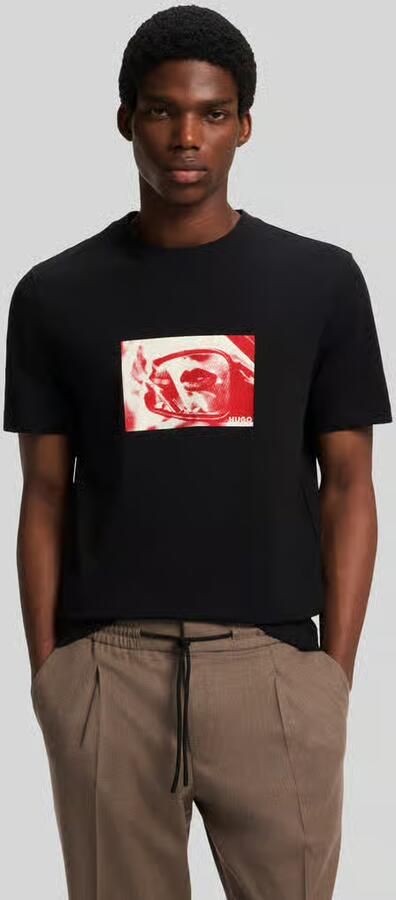 HUGO Regular fit t-shirt van puur katoen model 'Dirom' - Foto 3