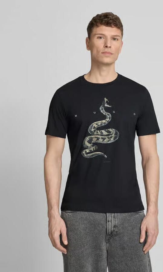 HUGO Regular fit T-shirt van puur katoen model 'DISCORB' - Foto 3