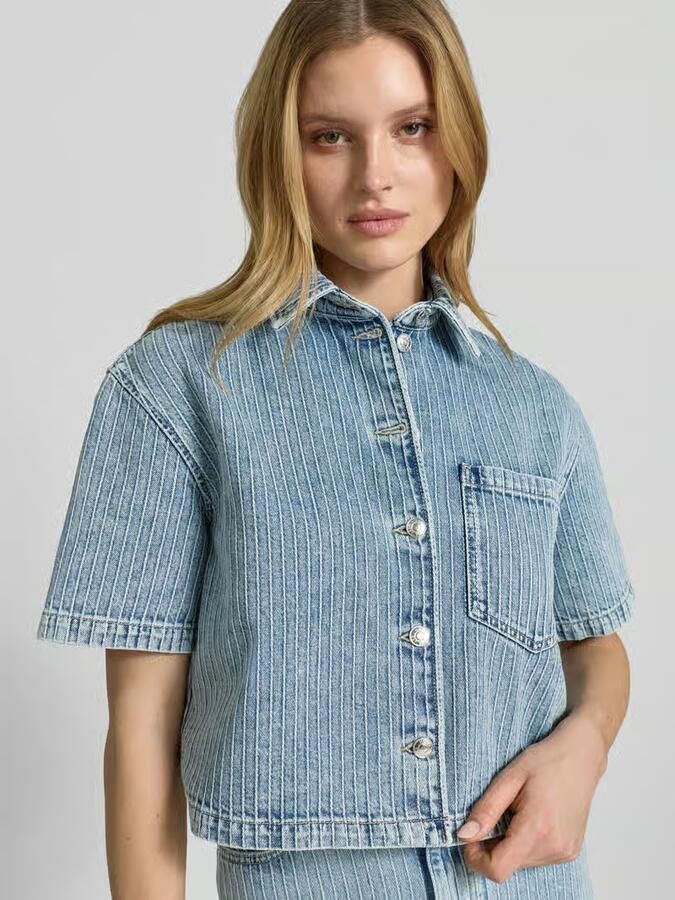 HUGO relaxed fit blouse met korte mouwen van denim