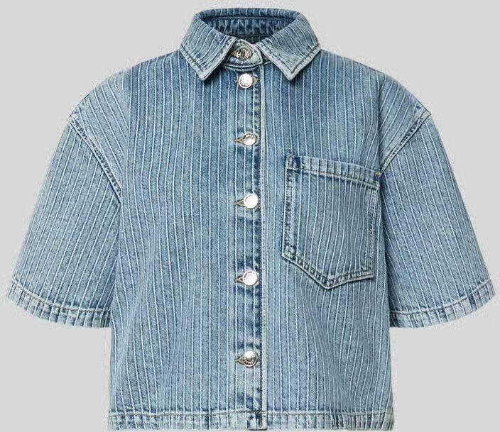 HUGO relaxed fit blouse met korte mouwen van denim - Foto 2
