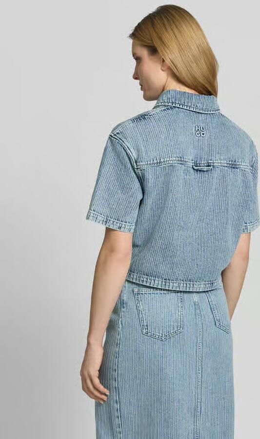HUGO relaxed fit blouse met korte mouwen van denim