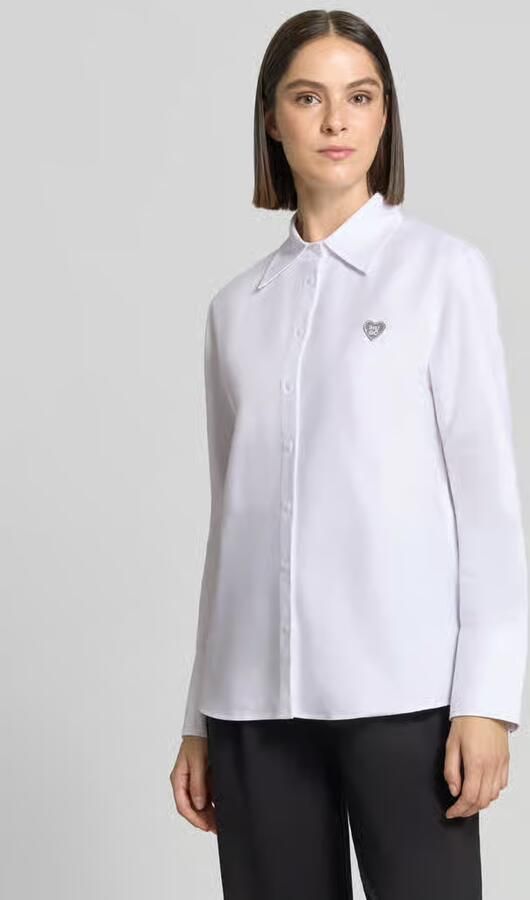 HUGO relaxed fit blouse met lange mouwen van pure katoen model 'Erselia' - Foto 2
