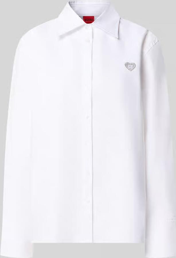 HUGO relaxed fit blouse met lange mouwen van pure katoen model 'Erselia' - Foto 2