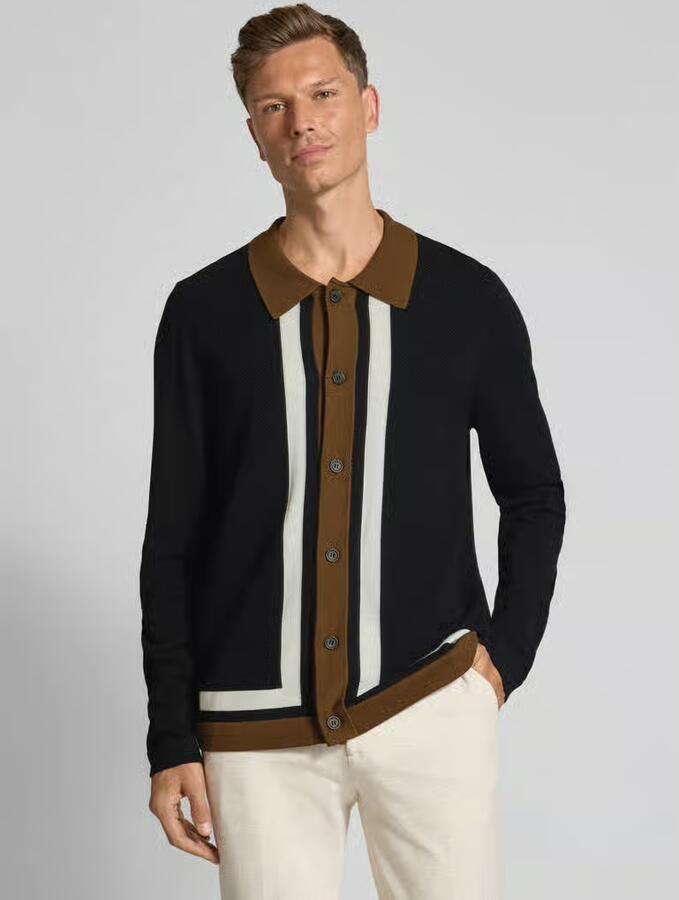 HUGO Relaxed fit gebreid jack met wol model 'SPLON' - Foto 2