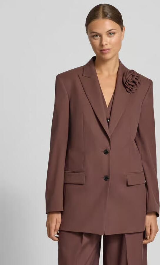 HUGO Relaxed fit lange blazer met bloemenbroche model 'AROSEA' - Foto 2
