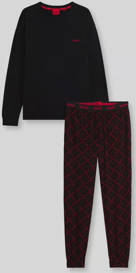 HUGO relaxed fit pyjama van katoenmix met logoprint