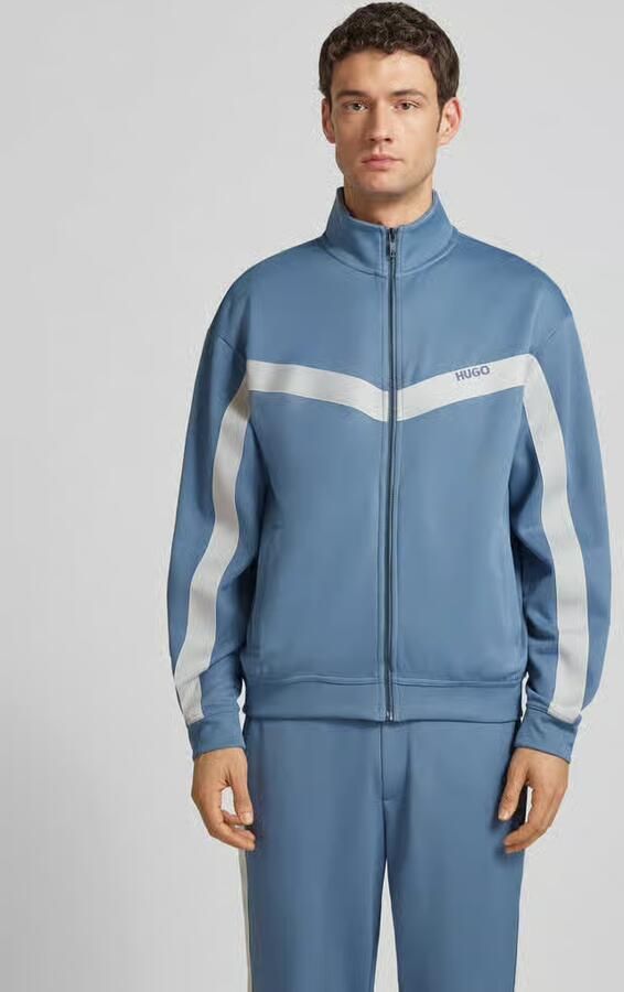 HUGO Regular fit sweatjack met band van chevron model 'DARTI' - Foto 3