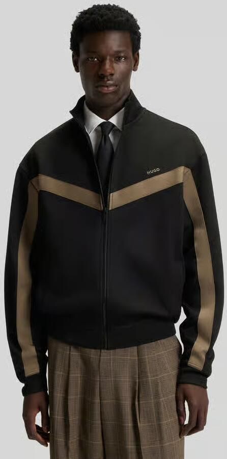 HUGO Regular fit sweatjack met band van chevron model 'DARTI' - Foto 6