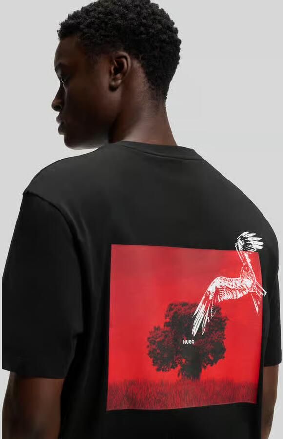 HUGO relaxed fit T-shirt met print aan de achterkant