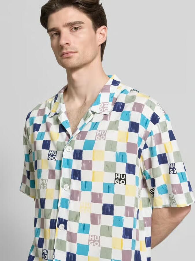 HUGO relaxed fit vrijetijdsoverhemd van pure viscose model 'BEACH'