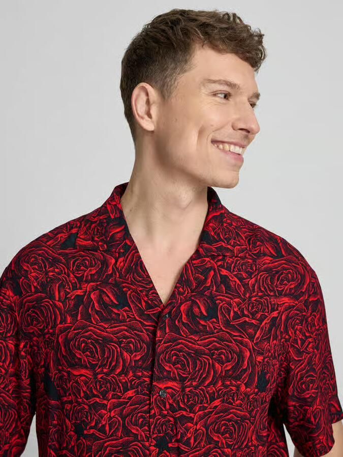 HUGO relaxed fit vrijetijdsoverhemd van pure viscose model 'ESPINO'