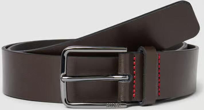 HUGO Leren riem Gerik_Sz35 met logo-reliëf en contrasterende detailnaad