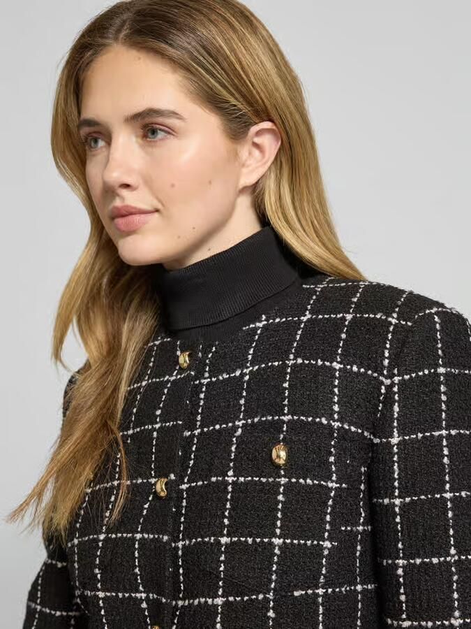 HUGO Shaped fit korte blazer met rasterruit model 'ADINI-1' - Foto 2