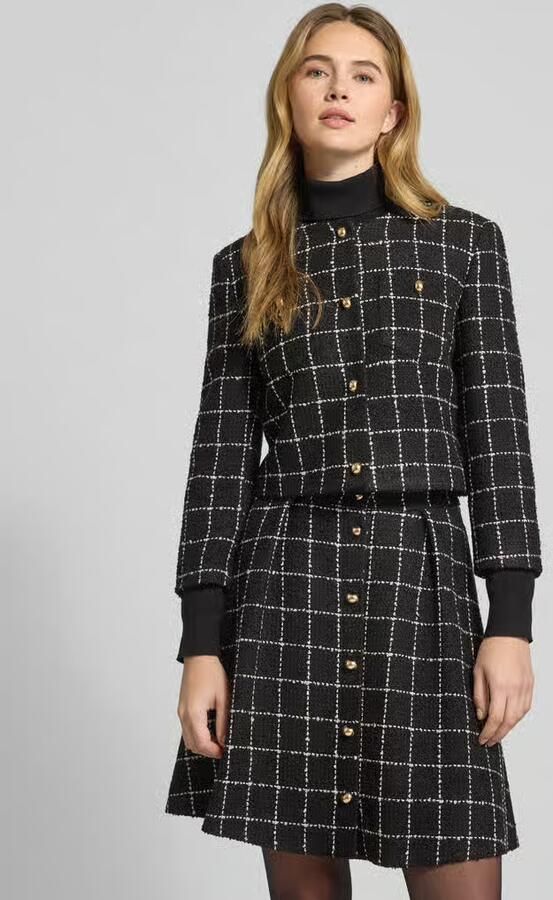 HUGO Shaped fit korte blazer met rasterruit model 'ADINI-1' - Foto 4