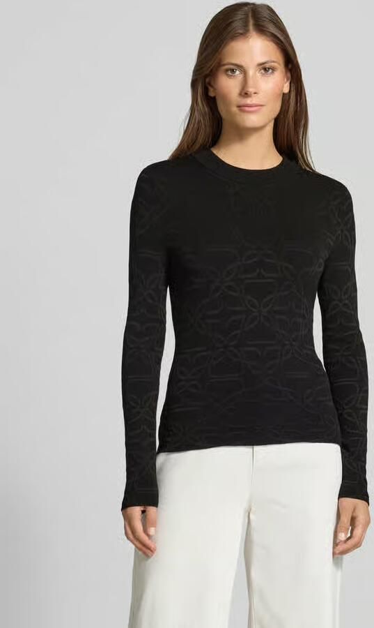 HUGO Shirt met lange mouwen van viscosemix in gebreide look model 'Satero' - Foto 2