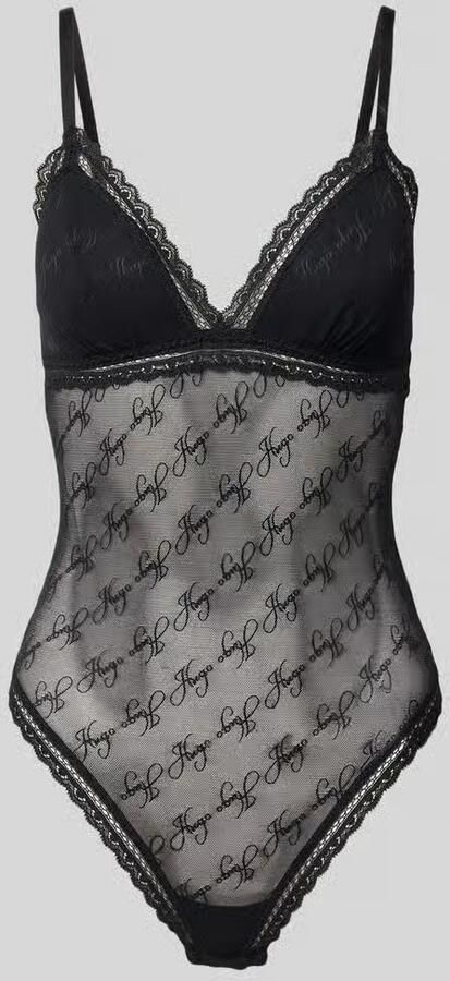HUGO skinny fit body met all-over motief model 'LACY BODYSUIT' - Foto 2