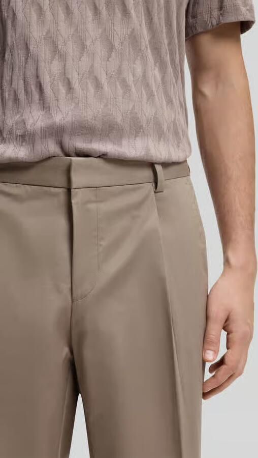 HUGO Slim fit bandplooibroek van katoenmix model 'GENRICH'
