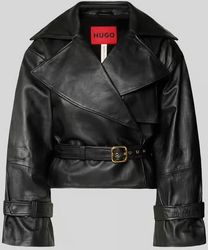 HUGO Slim fit leren jack van echt lamsleer model 'LANITTE'