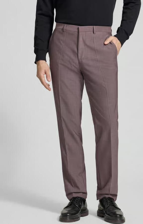 HUGO Slim fit pantalon van scheerwolmix model 'HESTEN253X' - Foto 3