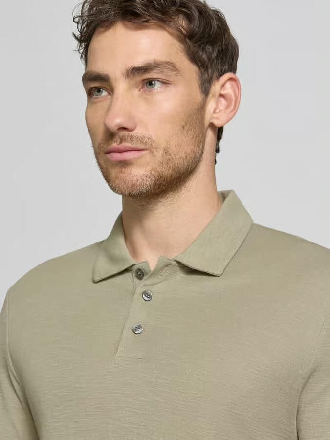 HUGO slim fit poloshirt van mix van lyocell en linnen model 'DULINEN'