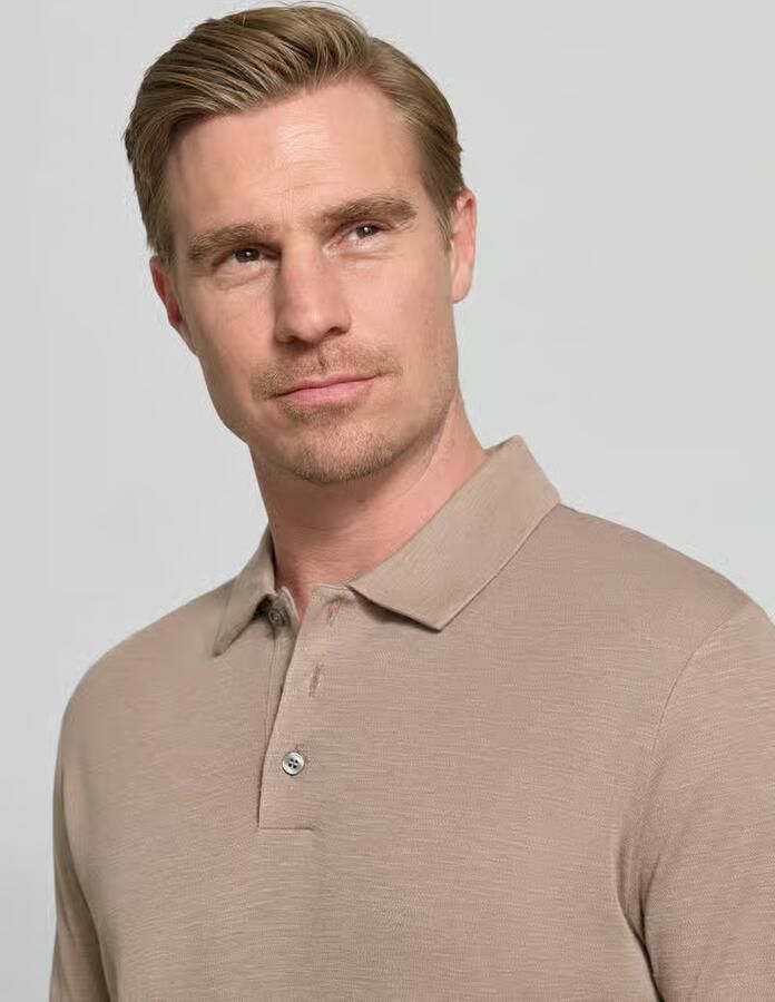 HUGO slim fit poloshirt van mix van lyocell en linnen model 'DULINEN'