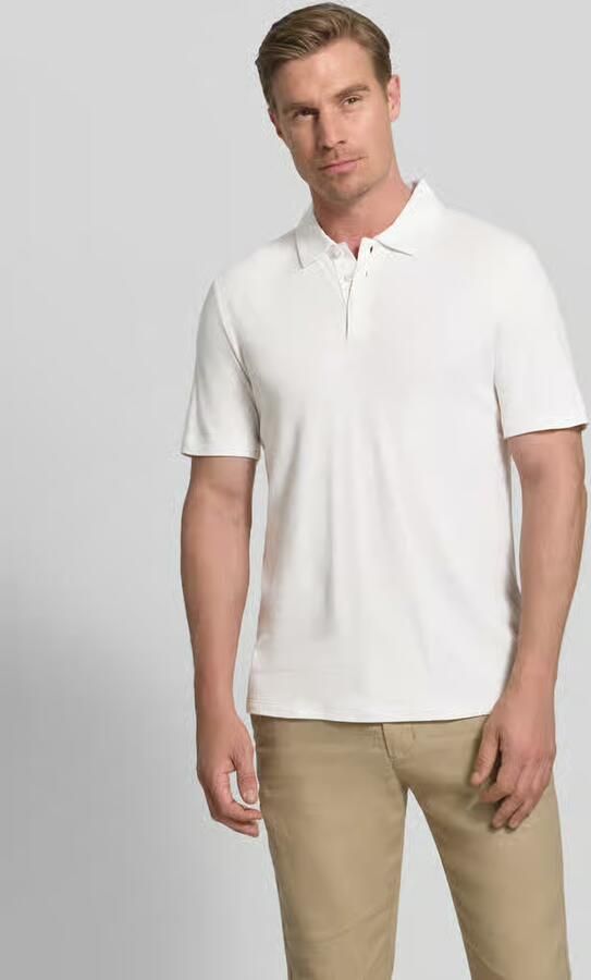 HUGO slim fit poloshirt van mix van lyocell en linnen model 'DULINEN' - Foto 3