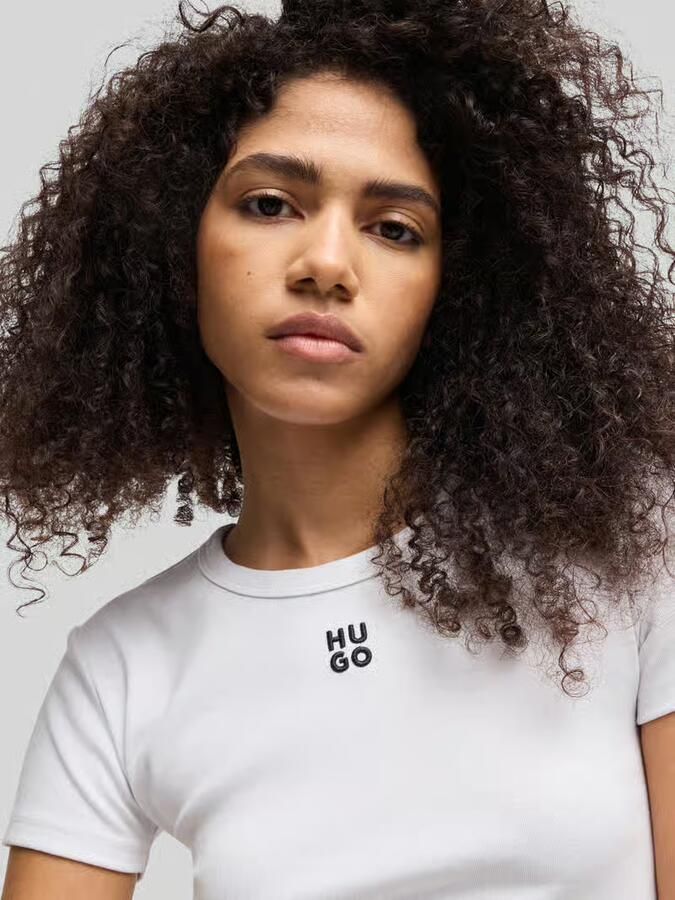 HUGO Kort T-shirt met labelstitching model 'Delanor'