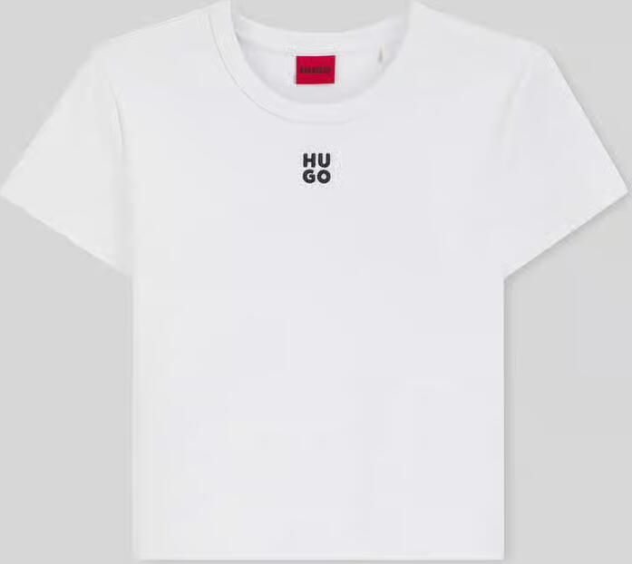 HUGO Kort T-shirt met labelstitching model 'Delanor' - Foto 2