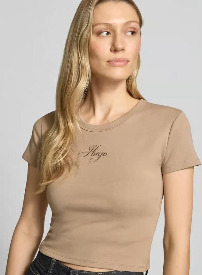 HUGO slim fit T-shirt van katoenmix model 'DELANOR'