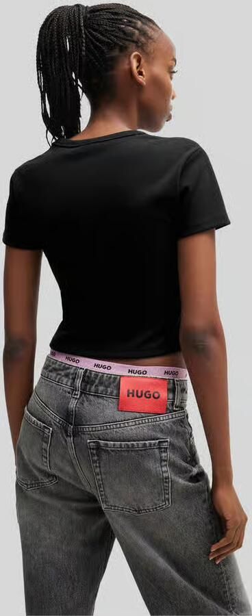 HUGO Kort T-shirt met labelstitching model 'Delanor' - Foto 3