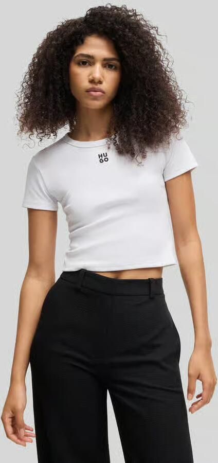 HUGO Kort T-shirt met labelstitching model 'Delanor' - Foto 4