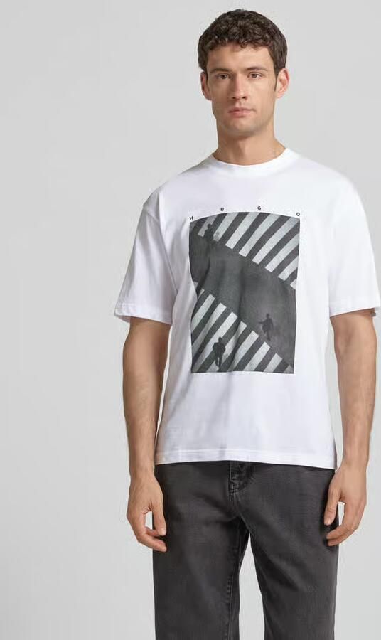 HUGO Slim fit T-shirt van puur katoen model 'DODGER' - Foto 3