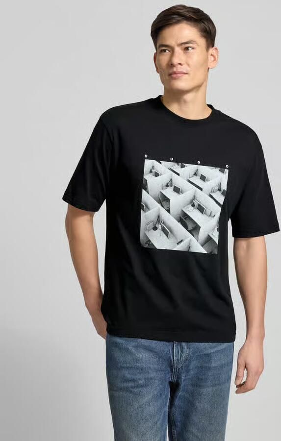 HUGO Slim fit T-shirt van puur katoen Model 'DODGER' - Foto 4